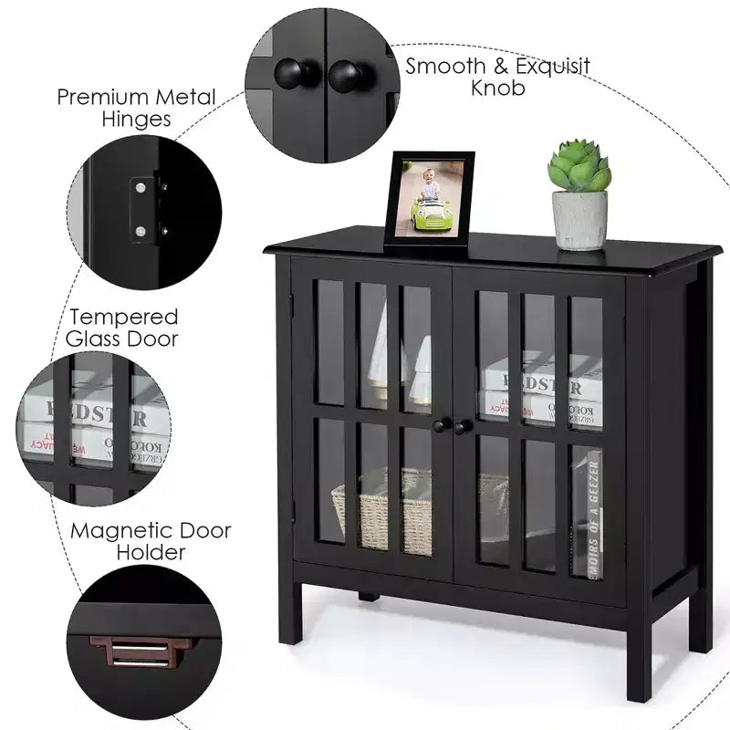Meuble buffet de rangement avec portes vitrées, table console, desserte
