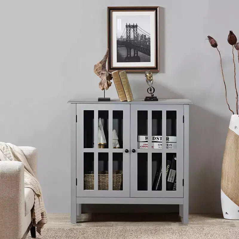 Meuble buffet de rangement avec portes vitrées, table console, desserte