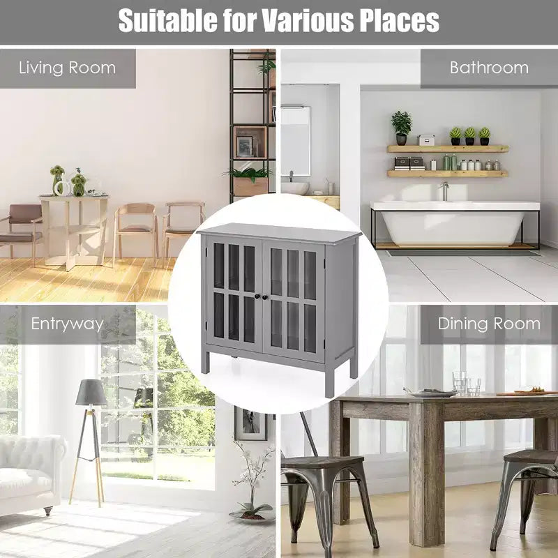 Meuble buffet de rangement avec portes vitrées, table console, desserte