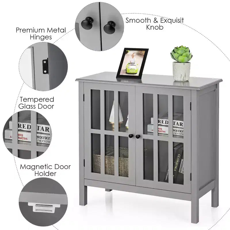 Meuble buffet de rangement avec portes vitrées, table console, desserte