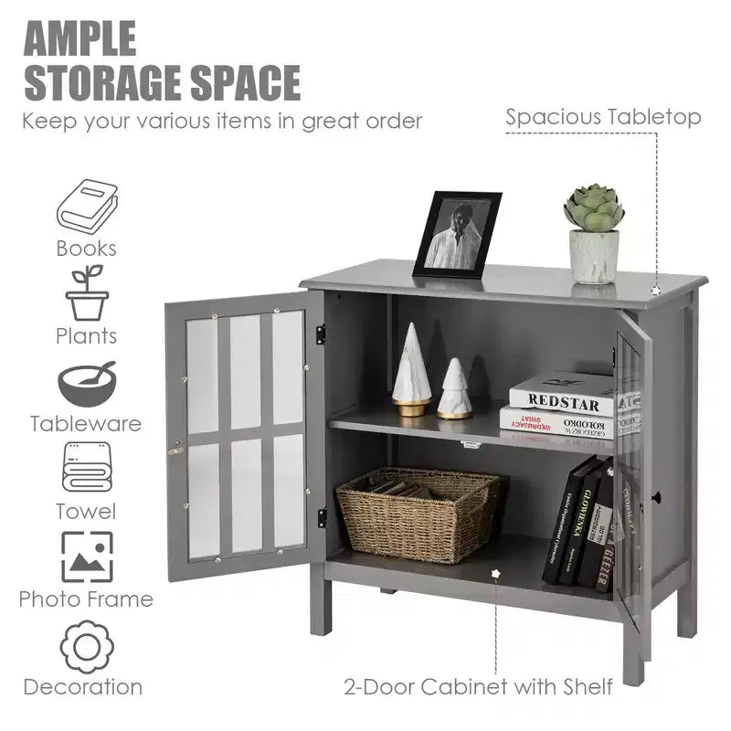 Meuble buffet de rangement avec portes vitrées, table console, desserte