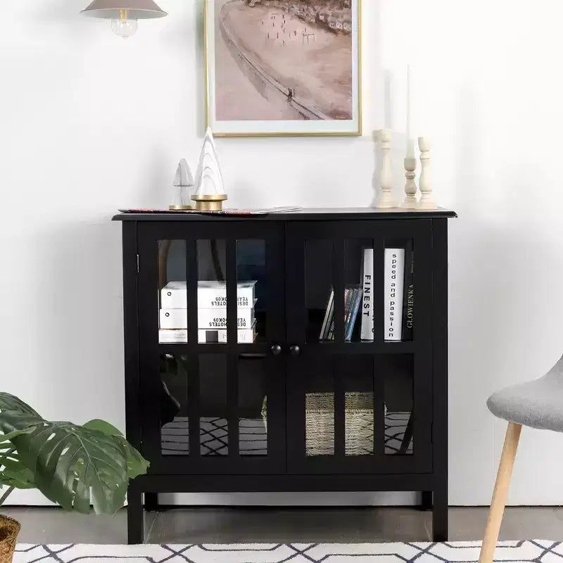 Meuble buffet de rangement avec portes vitrées, table console, desserte
