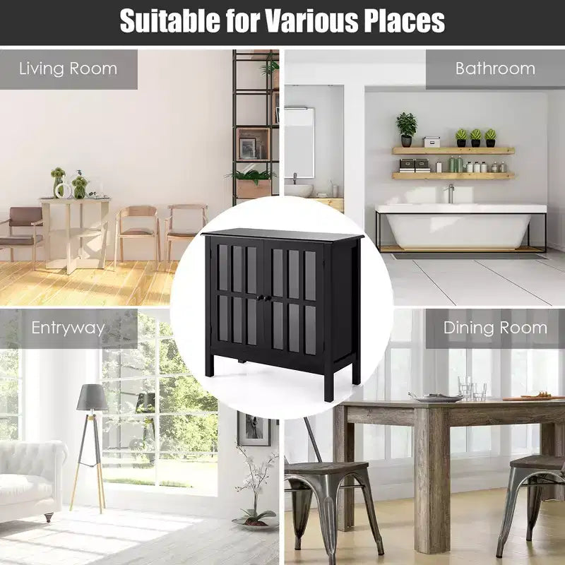 Meuble buffet de rangement avec portes vitrées, table console, desserte