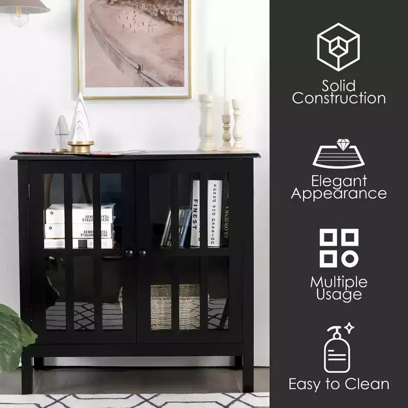Meuble buffet de rangement avec portes vitrées, table console, desserte