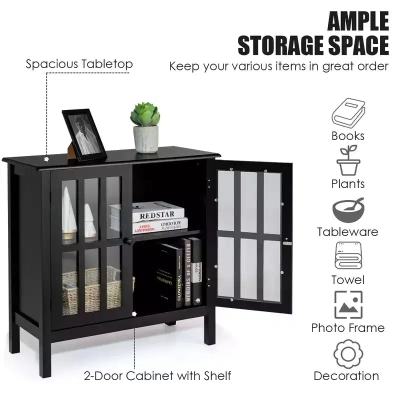 Meuble buffet de rangement avec portes vitrées, table console, desserte