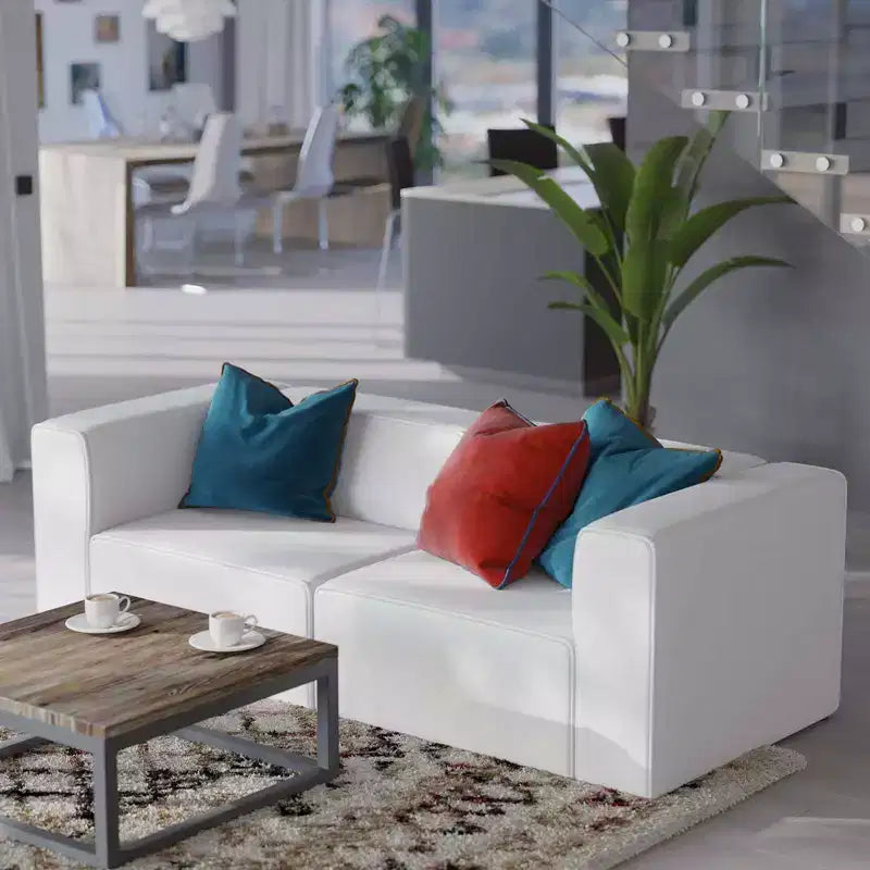 Canapé d'angle 2 places en similicuir végétalien