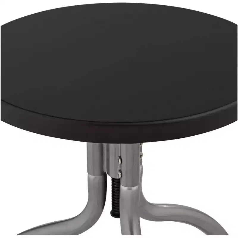 Tabouret de bar pivotant en métal argenté Talor, hauteur 29 1/4, siège en bois noir réglable de style industriel avec repose-pieds, pour îlot de cuisine ou comptoir de maison